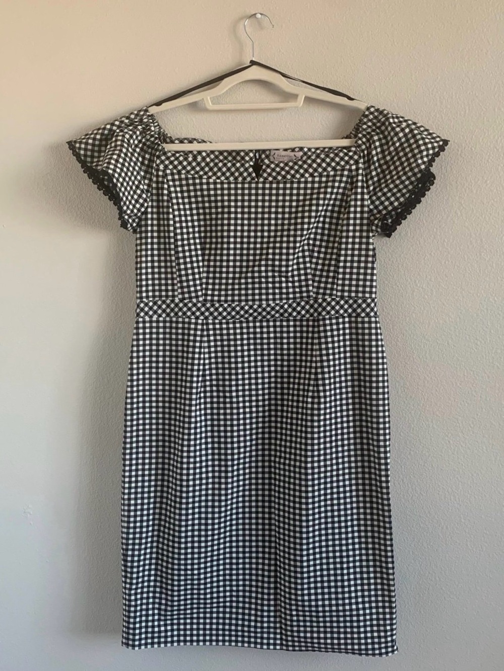 Nanette Lepore Black and White Gingham One-Shoulder Dress